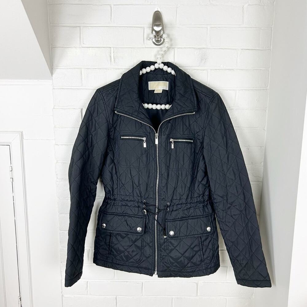Michael Michael Kors Black Quilted Zip Front Puffer Jacket Size S